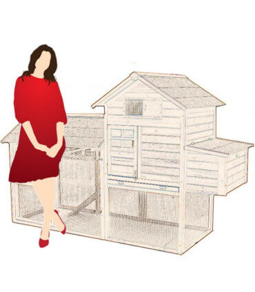 Poulailler bois mobile Miranda grandeur nature grand format idéal 3/5 poules. Grande volière couverte. 3 nids.