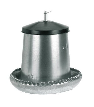 Tremie galva 5kg avec couvercle pour distribuer l'aliment sec aux volailles, poules et, pintades et petites dindes.