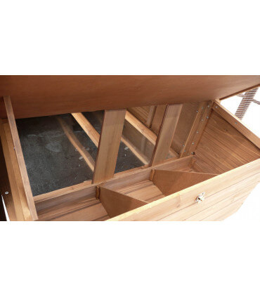 Grand poulailler bois double volière XXL grillagée protégée, double pondoir avec 6 nids; idéal pour 12/15 poules.