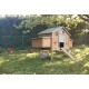 poulailler bois mobile 6/7 poules sur pilotis avec grand pondoir 2 nids et perchoirs ergonomiques.