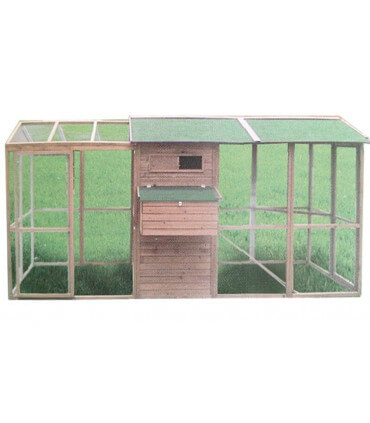 Grand poulailler bois XXL Chick'en Home avec double volière 15 poules et double pondoir 6 nids.