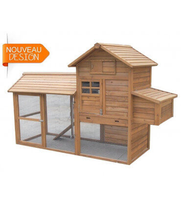 Poulailler bois mobile avec enclos pour 5/7 poules avec volière protégée.