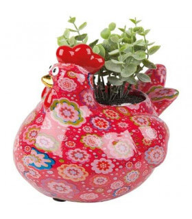 Cache-pot Poulette en céramique décorée