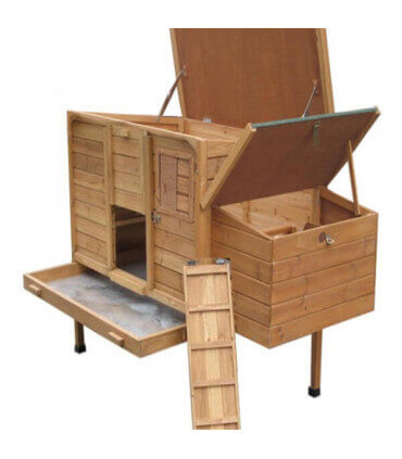 Grand poulailler bois sur pilotis déplaçable, toit bitume vert, double nid, idéal  6/7 poules pondeuses ou ornement.