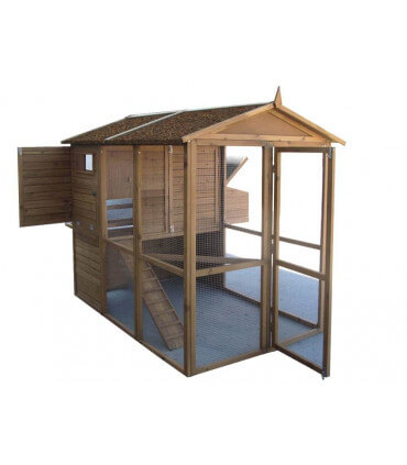 grand poulailler bois 8 poules avec volière couverte toit colore