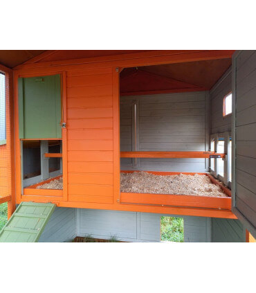 Grand poulailler bois XXL 12 poules. Trappes guillotine pour motorisation facile. Perchoirs en hauteur et tiroir à fientes.