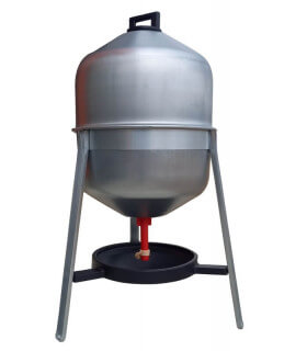 grand abreuvoir galvanisé 30 litres sur pieds pour abreuver 15-20 poules.