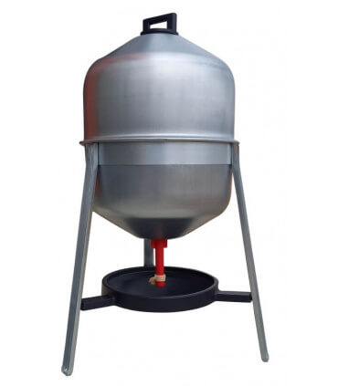 grand abreuvoir galvanisé 30 litres sur pieds pour abreuver 15-20 poules.