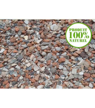 grit rouge poules et pigeons, melange de coquillage, coquille huitre et pierre rouge.