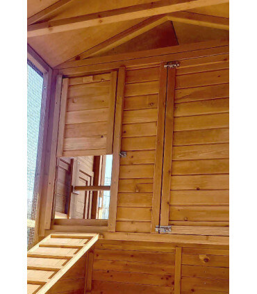 Grand poulailler 6 poules et 8 poules, enclos couvert grillagé anti renards. Porte motorisable guillotines.