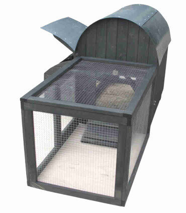 poulailler 4 poules avec enclos grillagé mobile, toit en métal design.