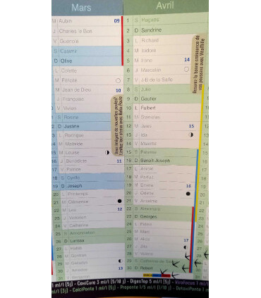 Calendrier 2026 des poules. Planifier et noter les soins et traitement distribués aux volailles