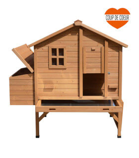 Poulailler 6 poules solide et facile à nettoyer avec 2 nids pondeuses