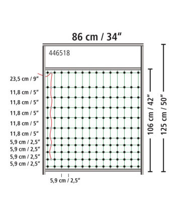 porte pour enclos en filet des parcs à poules, hauteur 125 cm. Electrifiable.