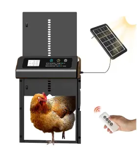 trappe de poulailler automatique a cremaillère avec telecommande et alimentation solaire