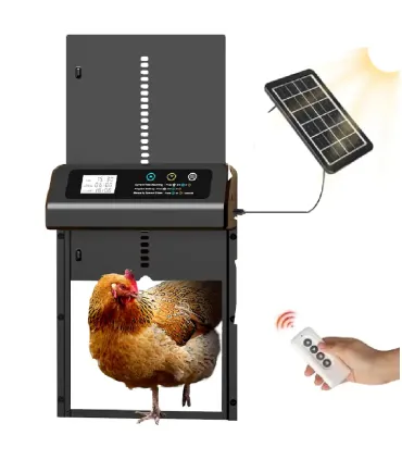 trappe de poulailler automatique a cremaillère avec telecommande et alimentation solaire