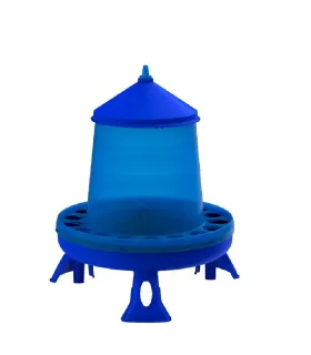 grande mangeoire tremie bleue sur pieds pour poules et becs pointus. 8 kg