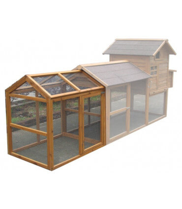 Poulailler double volière modèle Miranda. Volière avec extension de parc 100 cm grillagé.
